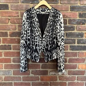 BEBE black and white leopard print blazer cropped jacket